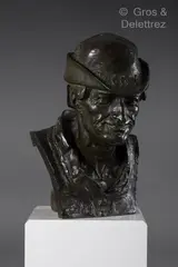 Louis XI by Jean Baffier, Epreuve en bronze patiné brun vert, E, sold Jun 2023