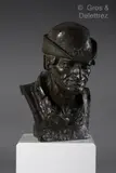 Louis XI by Jean Baffier, Epreuve en bronze patiné brun vert, E, sold Jun 2023