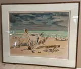 Cavaliers et chevaux sur la plage by Yves Brayer, Lithographie signée en bas à droite et numérotée, sold May 2023