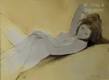 Femme allanguie by Bernard Charoy, Lithographie sur soie signée et numérotée, sold May 2023