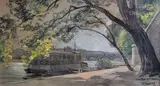 Vue des quais de Paris by Henri Pierre Jamet, Fusain, aquarelle et gouache, sold May 2023