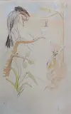 Le corbeau et le renard by Salvador Dalí, Eau-forte et pointe sèche en couleurs signée en bas à droite au crayon et numérotée, sold May 2023