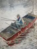 La pêche à la barbotte by Henri Octave Julien, Aquarelle, sold May 2022