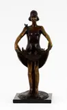 Femme aux oiseaux by Roger Langevin, Bronze à patine brune, sold May 2022