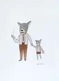 Tel père tel fils by Marcel Dzama, Aquarelle, sold May 2022
