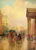 Londres, rue animée by Frederic Marlett Bell-Smith, Aquarelle, sold May 2022