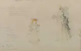 * Jean-Marie POUMEYROL (né en 1945). Etudes de costume pour Marguerite et l'esprit malin pour Faust by Jean-Marie Poumeyrol, Encre et aquarelle, détails écrits au crayon, sold Feb 2021