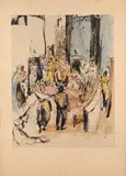 Rue de Rabat by Pedro Creixams Pico, Encre de Chine et aquarelle sur papier signé, sold Dec 2020