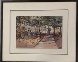 Elégante en bord de mer by Henri Bernardeau, 1913, Aquarelle signée et datée, sold Jul 2025