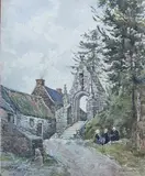 Chapelle Notre Dame Châteaulin, Bretagne by Henri Laurent Mouren, Aquarelle, sold Jul 2025