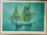 Les barques by Louis Toffoli, Lithographie numérotée, sold Jul 2025