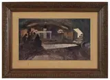 Prière dans une chapelle souterraine by Léopold Lelée, Aquarelle, sold Jul 2025