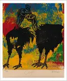 Coqs by Hervé Dirosa, 1998, Lithographie, sold Dec 2017