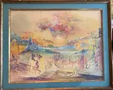 Paysage surréaliste aux pyramides by Marc Janson, Gouache et aquarelle sur carton, sold Nov 2021
