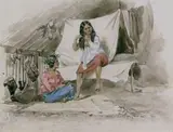 La toilette des tahitiennes by Sébastien Charles Giraud, 1847, Aquarelle et mine de plomb sur papier, sold Mar 2015