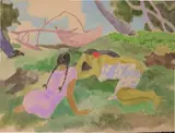 Sieste au bord du lagon by Jacques Boullaire, Aquarelle, sold Mar 2015