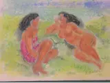 Deux filles sur le rivage by Jacques Boullaire, Pastel, sold Mar 2015