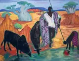 Le berger et son troupeau by André Maire, Gouache signée en bas à droite, sold Mar 2015