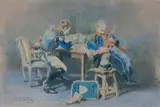 Etude de cartes by Charles Édouard Armand-Dumaresq, Aquarelle et gouache signée en bas à gauche, sold Feb 2015