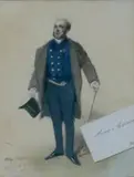 Portrait de Monsieur Prudhomme by Henry Monnier, 1850, Aquarelle et rehauts de gouache signée, légendée et datée en bas à gauche, sold Feb 2015