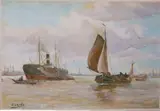 Port du Nord by Anton Dirckx, Gouache sur papier signé en bas à gauche, sold Feb 2015
