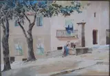 A la fontaine du village by Élisabeth Zabeth, Aquarelle signée en bas à droite, sold Feb 2015
