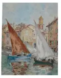 Port de saint Tropez by Auguste Pégurier, Mine de plomb et aquarelle signée en bas à gauche, sold Feb 2015