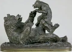 Ours jouant avec son petit by Christophe Fratin, Epreuve en bronze à patine brun clair nuancé, sold Feb 2015