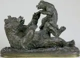 Ours jouant avec son petit by Christophe Fratin, Epreuve en bronze à patine brun clair nuancé, sold Feb 2015