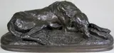 Lévrier couché by Paul Gayrard, 1845, Epreuve en bronze à patine brun rouge nuancé, sold Feb 2015