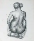 Nu féminin s'accroupissant by Aristide Maillol, Lithographie monogrammée «M» en bas à droite et numérotée «58/100» en bas à gauche, sold Dec 2014