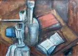 Composition au verre, à la pipe et à la bouteille by Alice Halicka-Marcoussis, 1916, Aquarelle signée et datée en haut à gauche, sold Dec 2014