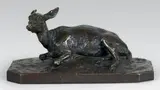 Biche couchée by Pierre-Jules Mêne, Epreuve en bronze à ptien brun foncé nuancé, sold Dec 2014