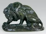 Lion au serpent by Antoine-Louis Barye, Epreuve en bronze à patine bun vert nuancé, sold Dec 2014