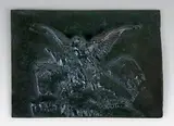 Bas relief d'aigle terrassant un bouquetin by Antoine-Louis Barye, Epreuve en bronze à patine vert foncé nuancé, sold Dec 2014