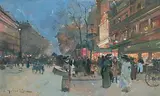 Les Grands Boulevards à la tombée du jour by Eugène Galien-Laloue, Gouache signée en bas à gauche, sold Nov 2014