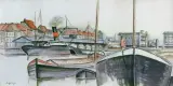 Le port d'Anvers by Léopold Survage, 1923, Gouache signée en bas à gauche, sold Nov 2014