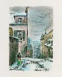 La rue du Mont-Cenis, angle de la rue Cortot, Montmartre by I.g. Gazi, Aquarelle signée en bas à droite et située en bas à gauche, sold Nov 2014