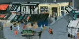 Le marché by Nathalie Chabrier, Gouache sur papier signé en bas à gauche, sold Nov 2014