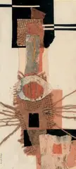 Totem by Raymond Preaux, Collage et huile sur papier signé en bas à droite, sold Nov 2014