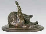 La toilette du chat by Emmanuel Frémiet, Epreuve en bronze à patine doré nuancé, sold Nov 2014