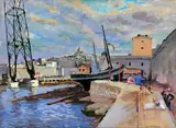Le vieux port à Marseille by Etienne Bouchaud, 1931, Aquarelle gouachée, sold Oct 2014