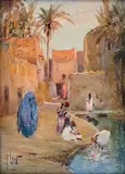 Vue de Biskra by René Leverd, Aquarelle signée et située en bas à gauche, sold Oct 2014
