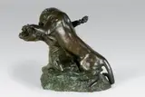 Le combat de lionnes by Georges Gardet, Epreuve en bronze à patine brun vert nuancé, sold Oct 2014