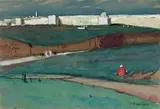 Les remparts de Fez (Maroc) by Jean Bouchaud, vers 1920, Gouache sur papier signé en bas à droite, sold Oct 2014
