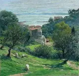 Les alentours d'Alger by Paul Guion, Pastel et gouache sur papier marouflé sur carton et signé en bas à droite, sold Oct 2014