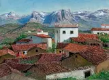 Paysage d'Algerie by Paul Guion, Gouache sur papier marouflé sur carton, sold Oct 2014