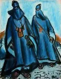 Deux femmes du Hoggar by Charles Brouty, Pastel signé en bas à droite, sold Oct 2014