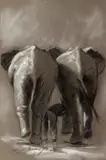 Troupeau d'éléphants by Jorge Borrás, Crayon et aquarelle signé et daté, sold Oct 2014