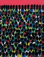 La foule en Afrique by Nicolas Ondongo, Gouache signée en bas à droite, sold Oct 2014